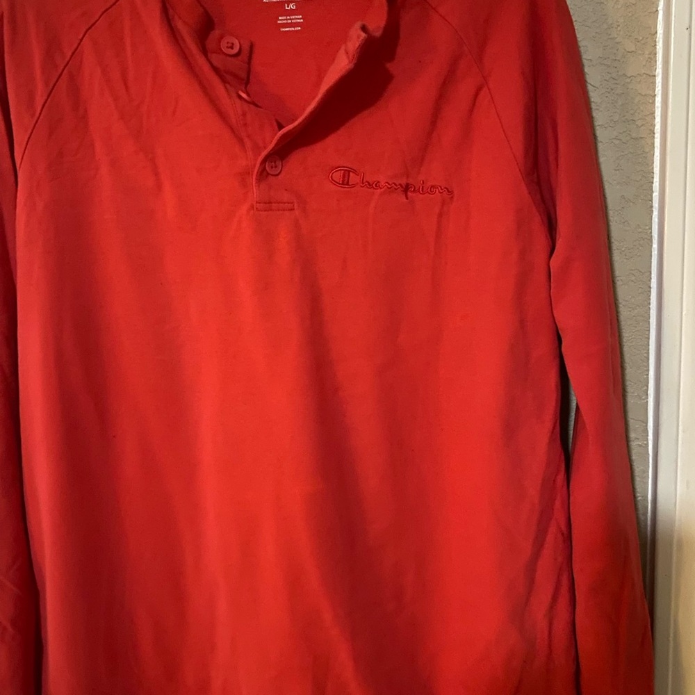 Champion Men's Crimson Long Sleeve Tee